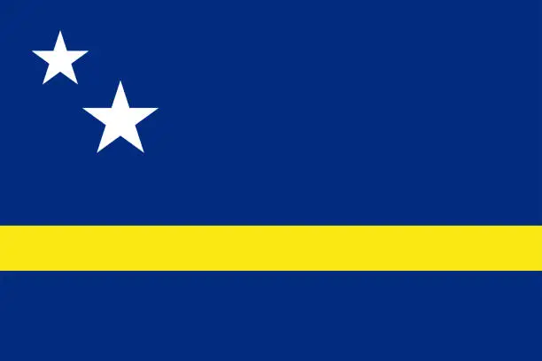 Vector illustration of Country of Curacao flag. Official proportion. Correct colors
