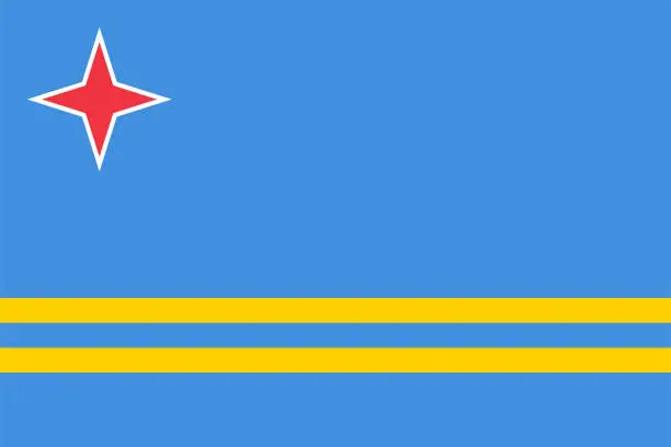 Vector illustration of Aruba flag. Official proportion. Correct colors