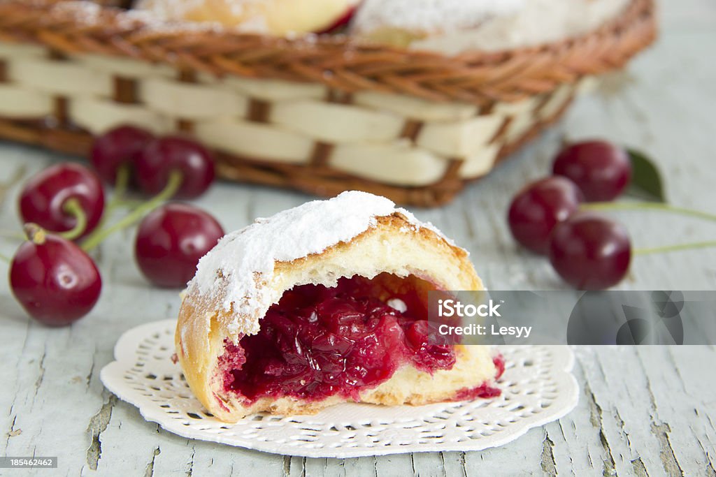 Homemade cakes with cherries. Baked Stock Photo