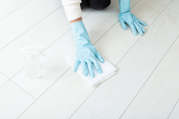 istock Woman's hands cleaning the floor. 1854647818