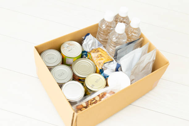 istock Emergency food stored in cardboard boxes. 1854649470