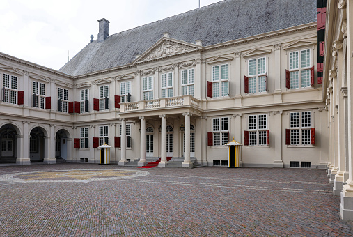 The Hague, Netherlands - April 17, 2023: Paleis Noordeinde, Noordeinde Royal Palace in the Hague is one of the three official palaces of the Dutch royal family