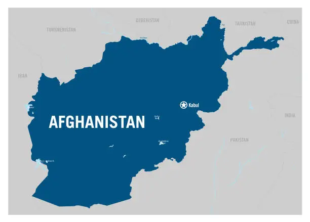 Vector illustration of Afghanistan country basic contour political map. Detailed vector illustration.