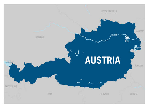 ilustrações de stock, clip art, desenhos animados e ícones de austria country basic contour political map. europe. detailed vector illustration. - silhouette tirol innsbruck austria
