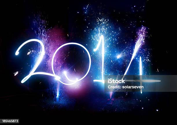 Happy New Year 2014 Fireworks Stock Photo - Download Image Now - 2014, Awe, Backgrounds