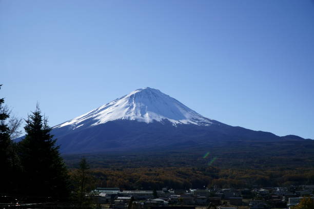 istock Clear blue sky and white snow-capped Mt. Fuji 1854664336