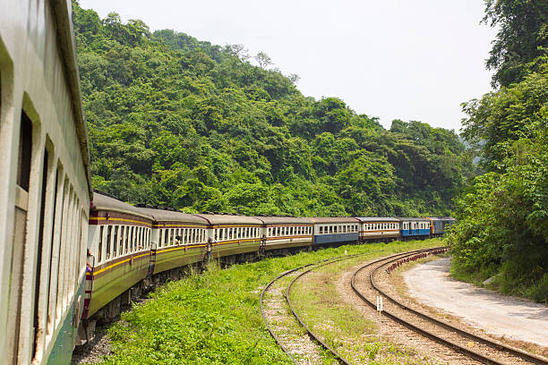 istock Railroad through the mountains with Forest 185468303
