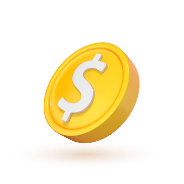 istock 3D realistic gold coin icon. Coin with dollar sign. Vector 3d cartoon illustration isolated on white background. 1854691129