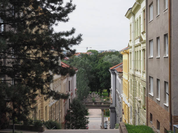 Steps of Schodova street in Brno, Czech Republic