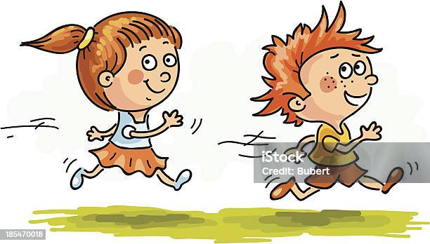 Ilustración de Los Niños Corriendo y más Vectores Libres de Derechos de Actividad - Actividad, Aire libre, Alegre