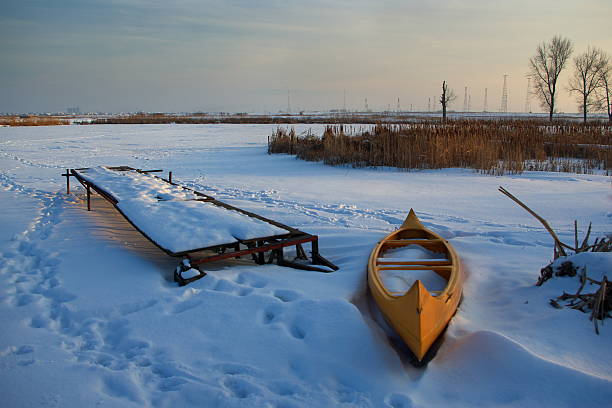 Frozen lake near Sofia stock photo