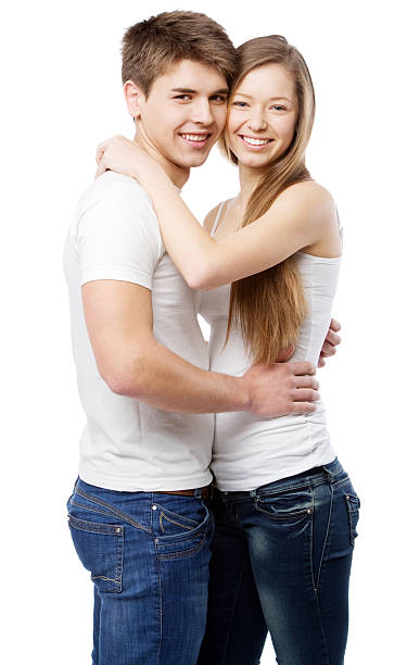 istock Young couple isolated on white background 185470658