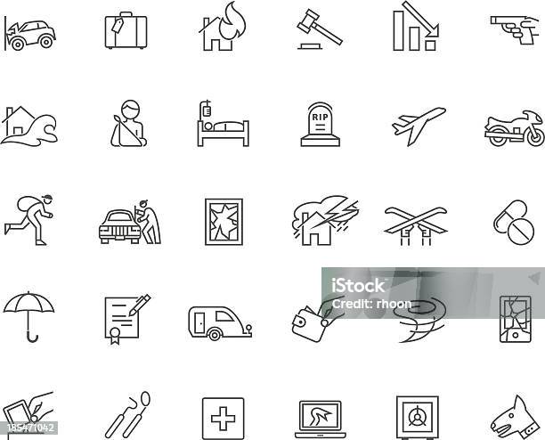 Icone Di Assicurazione - Immagini vettoriali stock e altre immagini di Scippo - Scippo, Furto di automobili, Modulo di richiesta di risarcimento