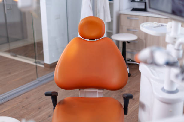 istock Close up view at set of dentist tools in modern dental office 1854760963