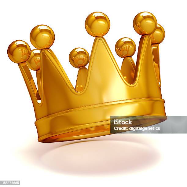 3d Golden Crown On White Background Stock Photo - Download Image Now - Three Dimensional, Crown - Headwear, King - Royal Person