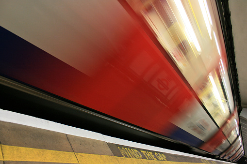 London. UK- 04.23.2023. A Thameslink railroad train pulling into East Croydon station.