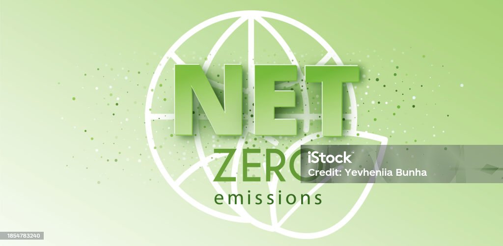 Netzero Banner Net Zero And Carbon Neutral Concept Hexagon Banner On Green Background ...
