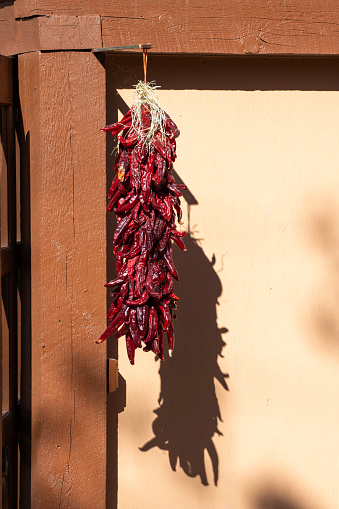 Hanging red peppers, Santa Fe, New Mexico, USA