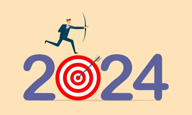 Vector illustration of 2024, Hitting the target
