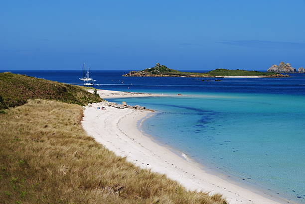 Tresco Island and Beyond Tresco Island and beyond. From the Isles of Scilly UK. isles of scilly stock pictures, royalty-free photos & images