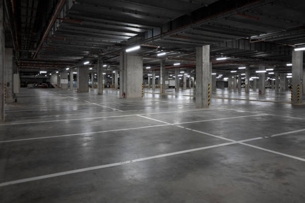Large underground parking lots in modern cities