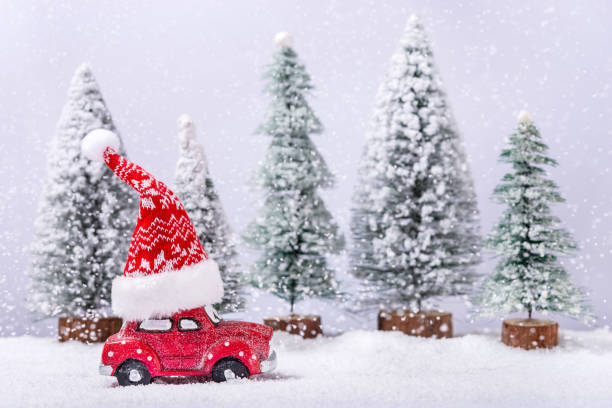 istock Toy car with Santa hat 1854819168