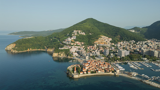 Aerial views of Budva, a city of Montenegro
