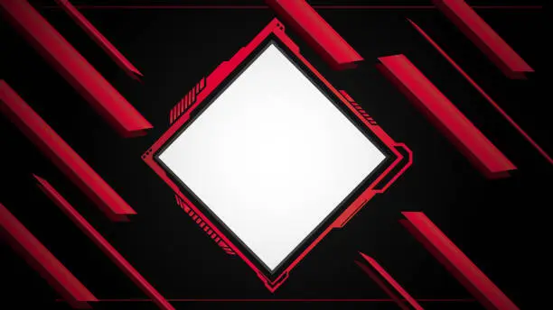 Vector illustration of abstract black background of metallic red display futuristic sci fi hud square frame profile