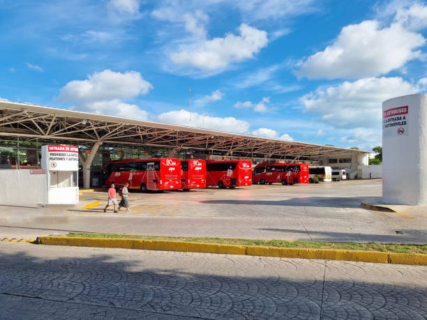 Mexico, Cancun, December 6, 2023, entrance to the central bus terminal