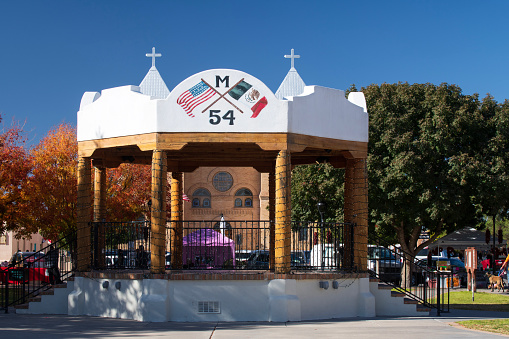 Mesilla, USA - November 13, 2022. Mesilla Plaza in downtown Mesilla, New Mexico, USA