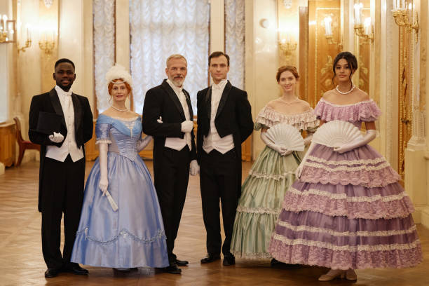 istock Group of people wearing victorian costumes 1854862890
