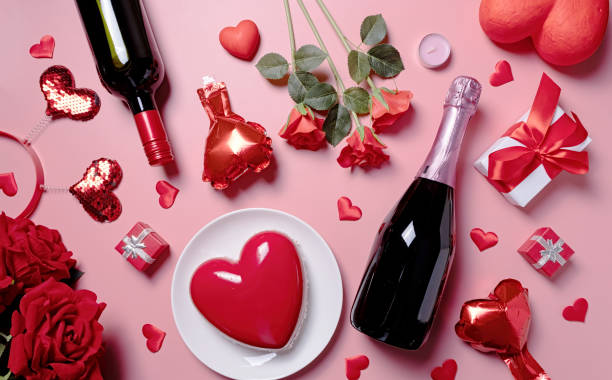 istock valentines day sweets, cakes and flowers on pink background 1854885348
