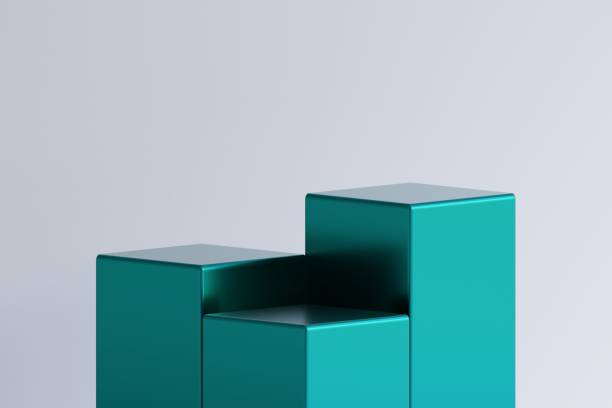 istock Minimal green podium for product presentation. 1854908623