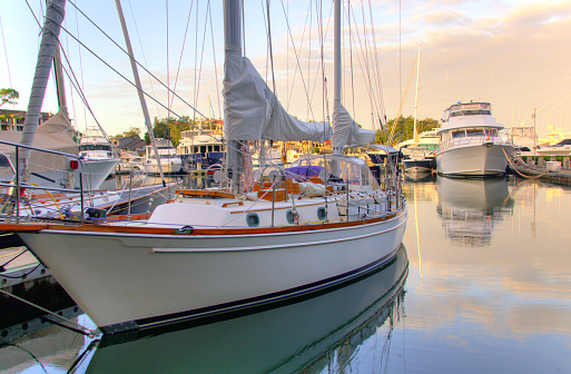 Beautiful Sailboat in early morning- Harbortown-Hilotn Head, South Carolina