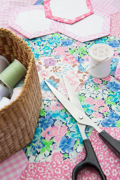 istock Still Life Of Quilt Making Material And Tools 185495373