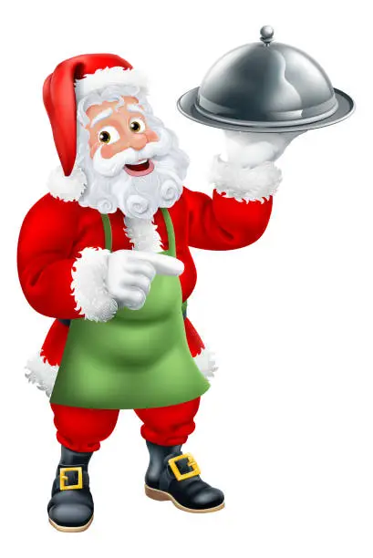 Vector illustration of Christmas Santa Claus Father Christmas Food Chef