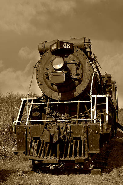 istock Canadian Old train - locomotive, sepia tone image 185497775