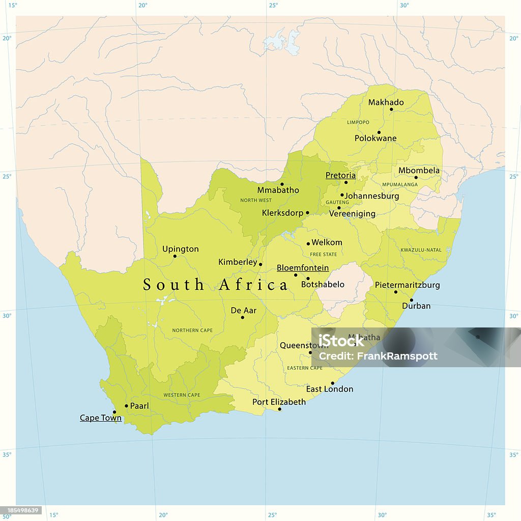 Vector de Mapa de Sudáfrica - arte vectorial de Mapa libre de derechos