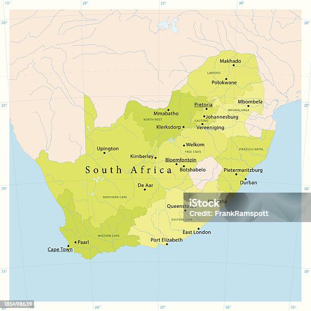 Ilustración de Vector De Mapa De Sudáfrica y más Vectores Libres de Derechos de Mapa - Mapa, República de Sudáfrica, Ciudad