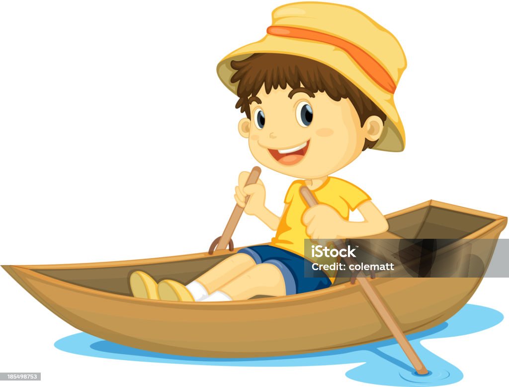 Aviron garçon - clipart vectoriel de Faire du canoë libre de droits