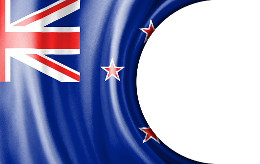 Abstract illustration, New Zealand flag with a semi-circular area White background for text or images.