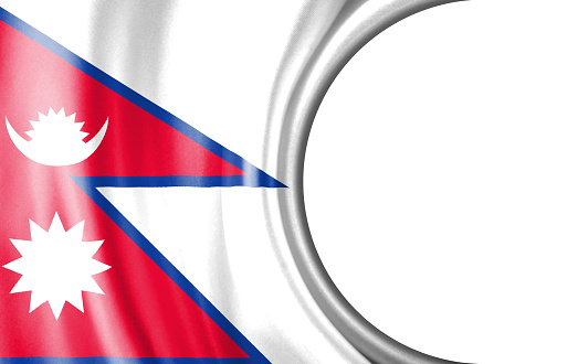 Abstract illustration, Nepal flag with a semi-circular area White background for text or images.