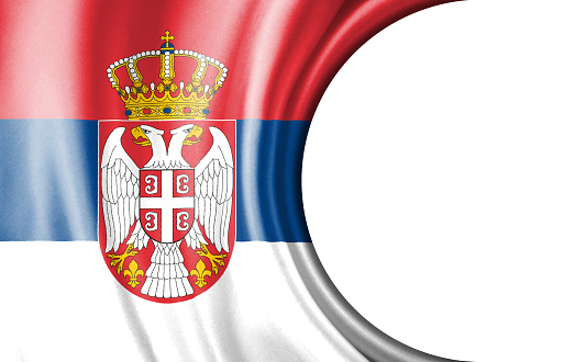 Abstract illustration, Serbia flag with a semi-circular area White background for text or images.