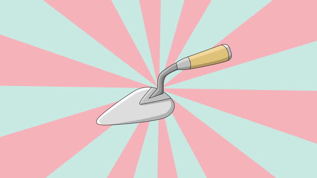 Animated video of a cement spoon icon with a rotating background