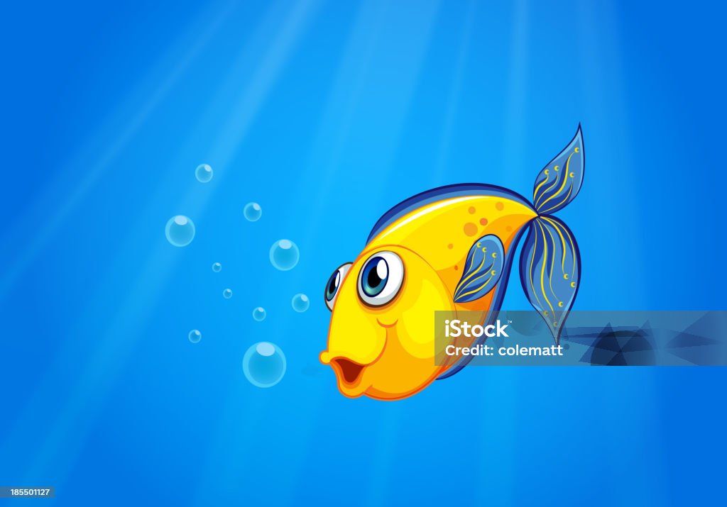 Amarelo peixe nadando sob o mar - Vetor de Amarelo royalty-free