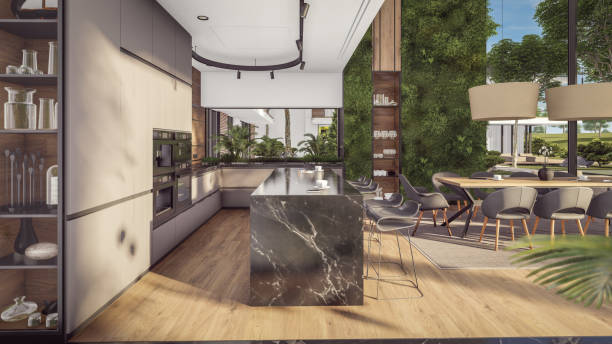 istock 3d rendering of expensive cozy interior with green walls in night 1855011988