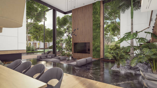 istock 3d rendering of expensive cozy interior with green walls in night 1855012003