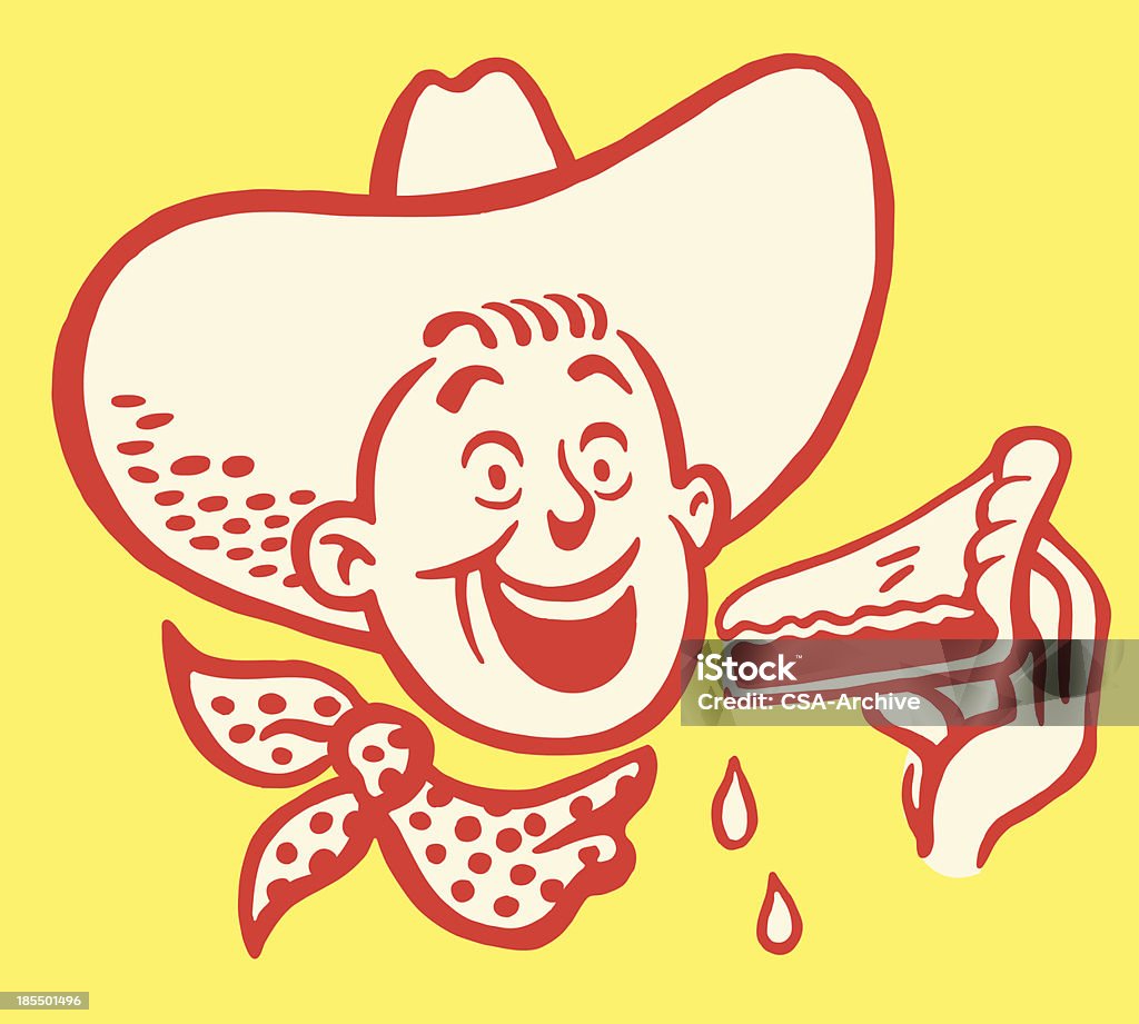 Cowboy Eating a Piece of Pie Sweet Pie stock vector