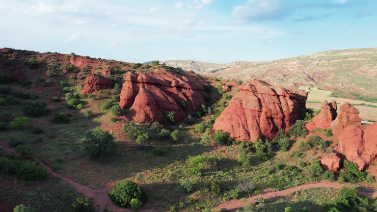 Red hills background. Futuristic mountain landscape. Turkey nature.