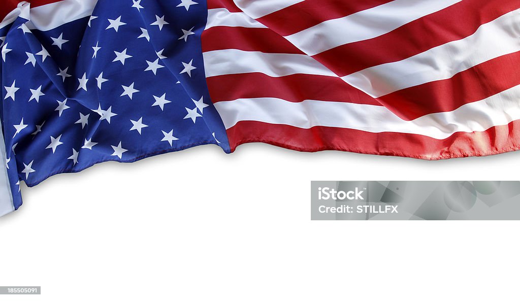American flag Closeup of American flag on plain background. Copy space American Flag Stock Photo